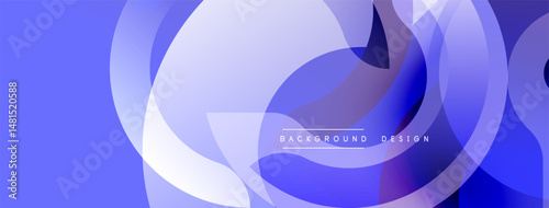 Abstract blue design features overlapping circles, gradients. Modern, dynamic composition creates visual interest. Minimalist style.