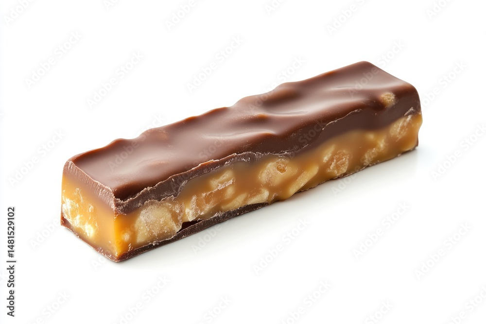 Rich dark chocolate bar filled with caramel and nuts Rich dark chocolate bar filled with caramel and nuts