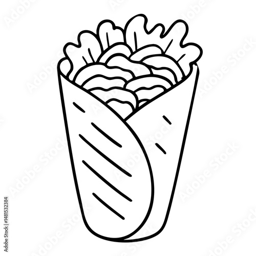 Shawarma a Popular Middle Eastern Wrapped Meat Vector Illustration