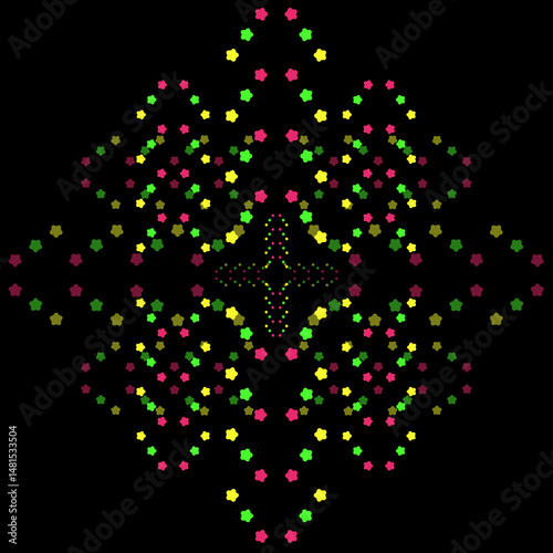 abstract colorful stars with black background