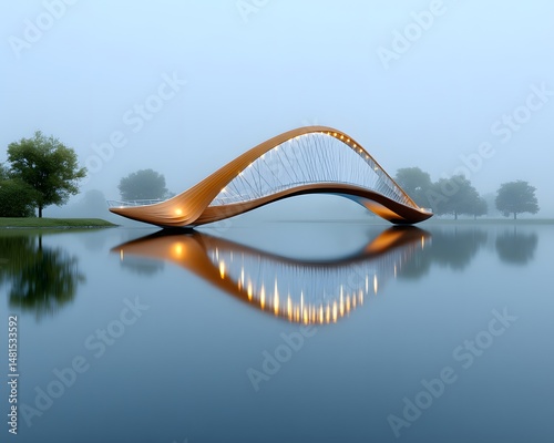 Wallpaper Mural A bridge that loops into itself like an infinity symbol, defying physics, misty twilight atmosphere, architectural wonder, hyper-detailed, mesmerizing perspective Torontodigital.ca