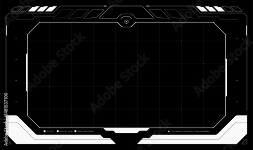 Futuristic frame streaming vector illustration. Live stream interface overlay frames for gamer broadcast.