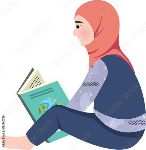 Cute child reading book for World Book Day celebration
