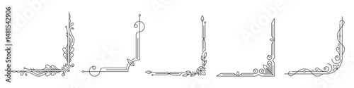 Set of Vintage Corner Frame Decoration Design Element, Vignette, Border