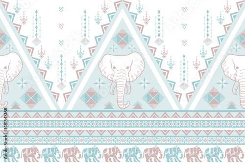 popular elephant pattern in asian style this elephant graphic is fashionable in thailand india and south east asia and this elephant and baby elephant can be for textile industry and any package