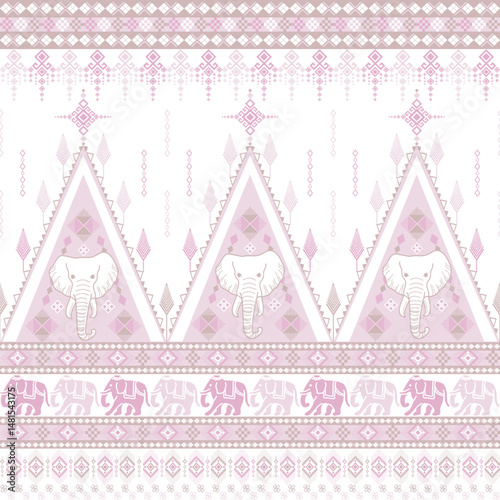 popular elephant pattern in asian style this elephant graphic is fashionable in thailand india and south east asia and this elephant and baby elephant can be for textile industry and any package