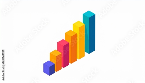Free Download Colorful isometric bar graph illustrating business growth and financial success - GFXLoad