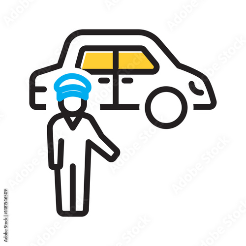 Vector multi color icon for Chauffeur