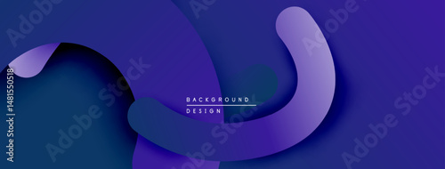 Abstract blue background features layered shapes. Smooth curves create depth, modern design. Minimalist aesthetic, suitable for digital projects.