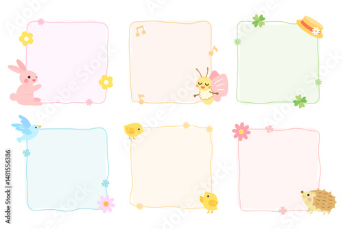 春のフレームセット　四角　イラスト