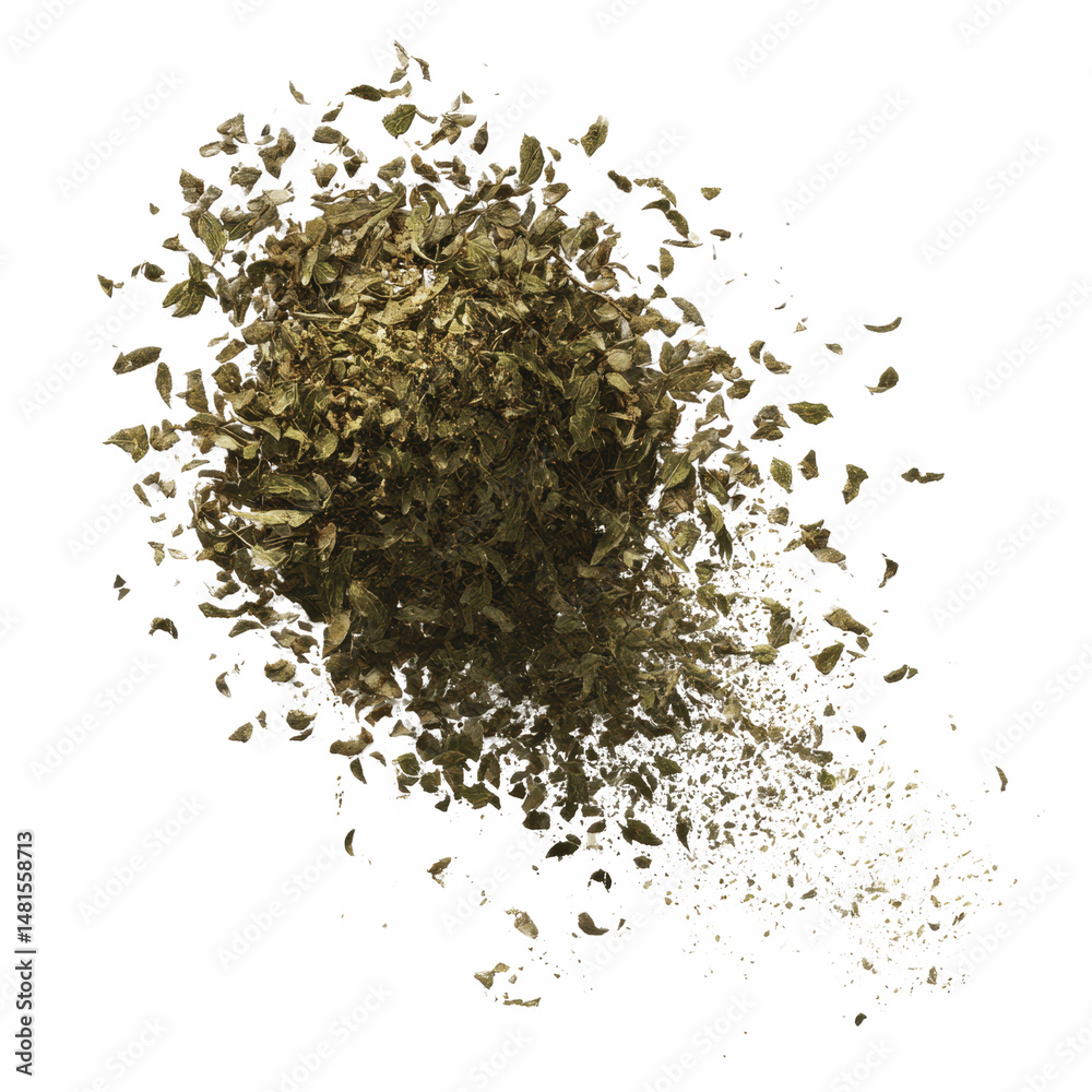 Exploding Cloud of Dried Oregano Leaves Exploding Cloud of Dried Oregano Leaves