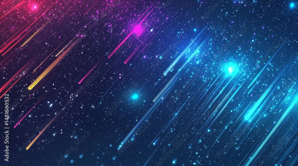 Fototapeta premium A mesmerizing rainfall of colorful meteor streaks.