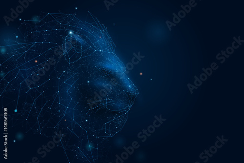 Digital lion constellation representing courage and Leo zodiac