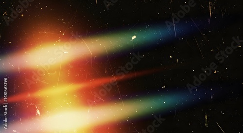 Grungy retro overlay texture with scratched film scan and light leaks creating abstract art