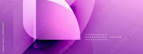 Abstract purple gradients form overlapping shapes. Modern design evokes fluidity, depth, visual interest. Minimalist aesthetic suits various projects.