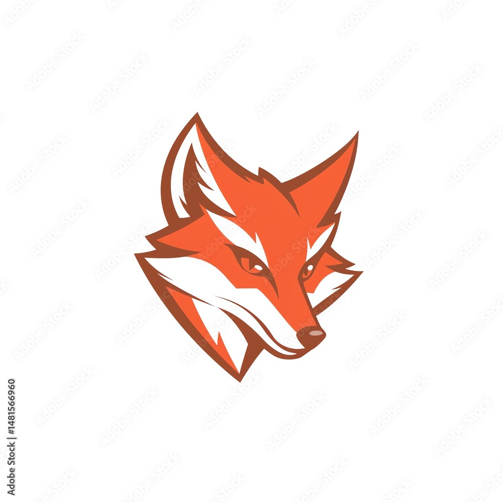 Obraz premium Stylized Red Fox Head Design Simple Shapes, Flat Vector Art. A captivating logo concept featuring a fox head