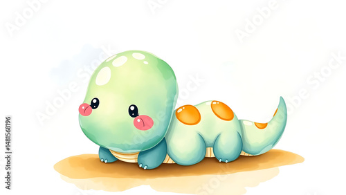 Cute Watercolor Illustration of Adorable Fluffy Kid Snake Doll with Soft Watercolor Background Perfect for Kids and Nursery Decor
