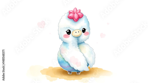 Cute Watercolor Illustration of Adorable Fluffy Kid Boa Doll with Soft Watercolor Background Perfect for Kids and Nursery Decor