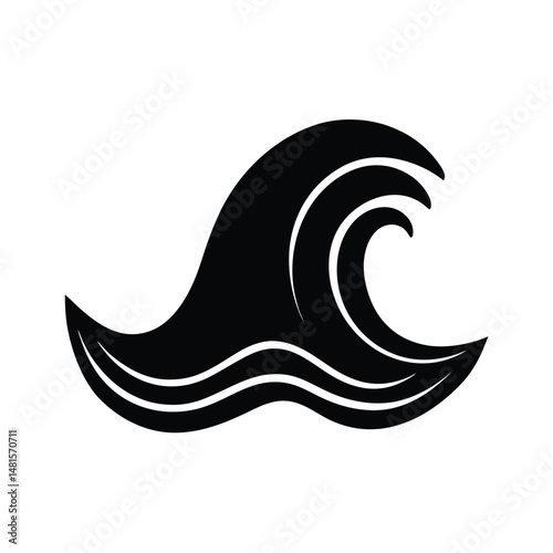 Elegant black and white vector illustration of a stylized ocean wave perfect for design and branding.