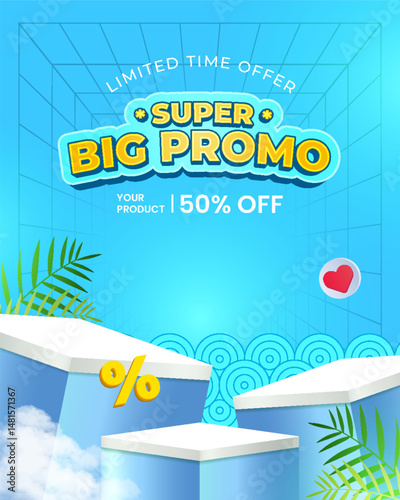 Discount promotion event banner template and social media post