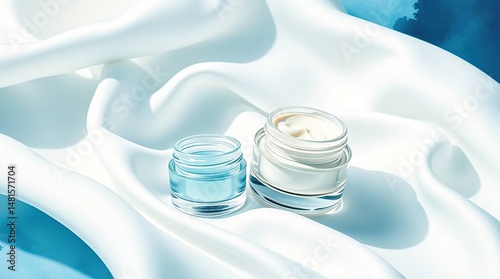 Cream Jars on White Satin.