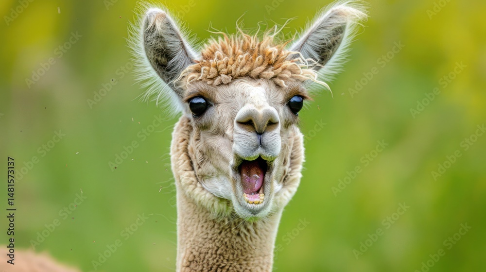 Obraz premium Llama with open mouth