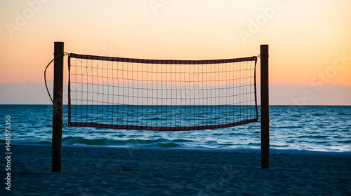 beach volleyball net on the beach