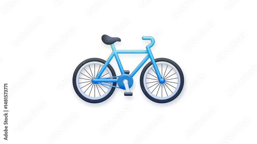 Fototapeta premium Blue bicycle icon with black tires and seat. Symbol for cycling, transportation, and recreation.