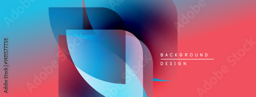Abstract gradient shapes overlap. Blue, pink hues blend smoothly. Text reads background design in upper right corner. Modern visual style.
