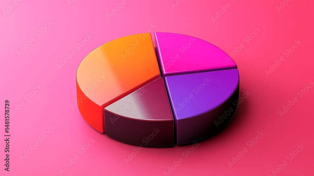 Obraz premium Abstract D pie chart with glossy surfaces and parted highlights