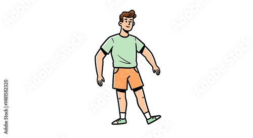 Man Standing Cartoon Character Isolated on White Background
