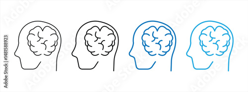 human brain icon in line style. vector illustration
