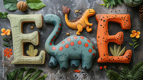 Cute dinosaur-themed letters 