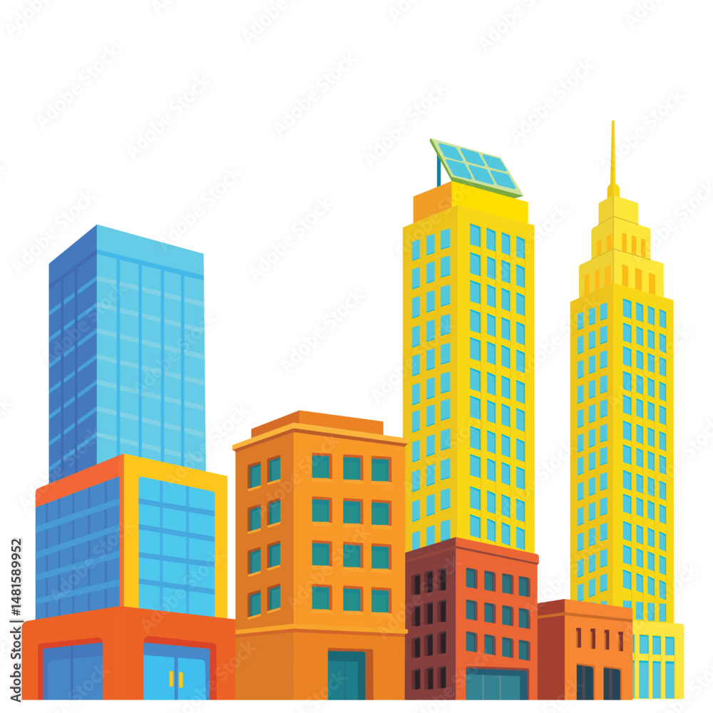 Fototapeta premium City Building Skyscrapers Illustration