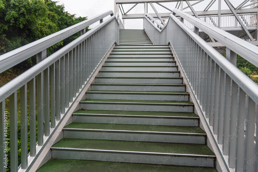 Urban outdoor steel pedestrian bridge steps landscape Urban outdoor steel pedestrian bridge steps landscape