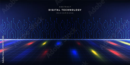 Blue abstract technology background. business technology communication. Hi tech digital connection. high tech. science. modern technology business concept. futuristic background. vector illustration