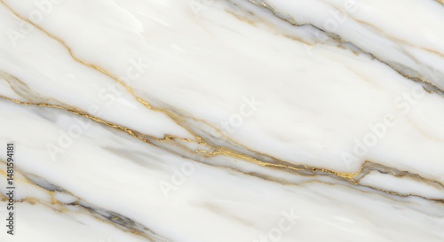 The elegant beauty of Calacatta Gold marble is showcased in this close-up, revealing its white background with distinctive, flowing gold and gray patterns