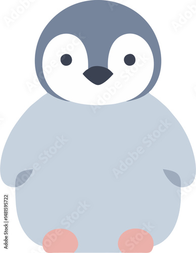 Cute Baby Penguin Wearing Ear Muffs – Winter Theme Cartoon Character