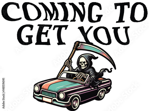 Grim Reaper Vector T-Shirt Design Coming to Get You