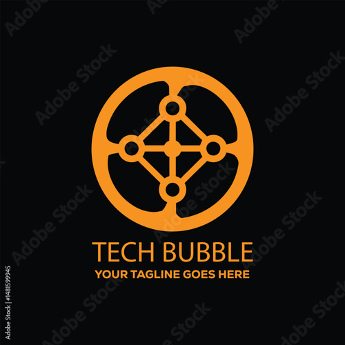 Tech Bubble Logo – Modern Network Node Symbol in Circular Design for Technology Brands