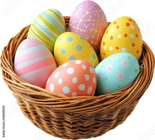 Colorful Easter Eggs in a Basket photo
