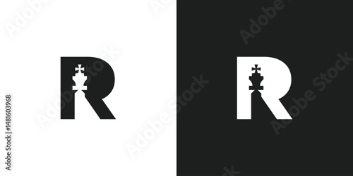Letter R King Chess Logo Design