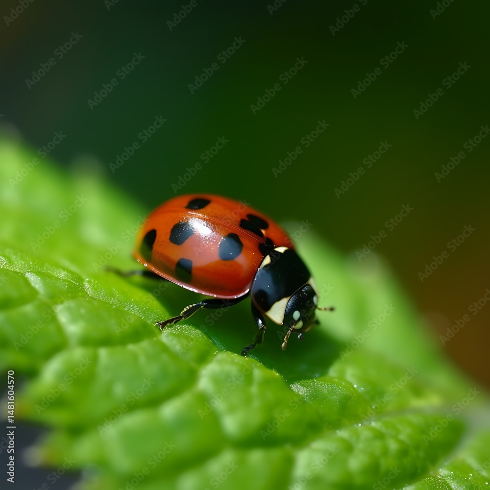 Fototapeta premium Ladybug on Green Leaf.