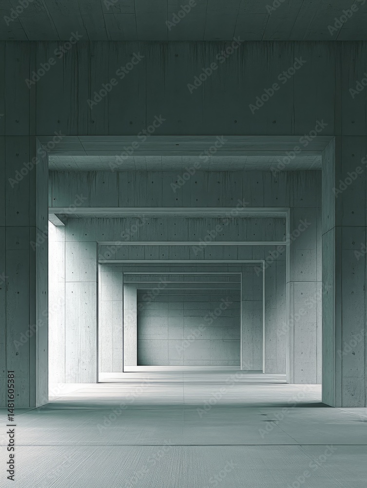 Fototapeta premium Empty concrete tunnel interior