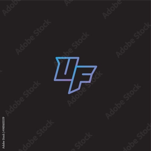 amazing esport style UF monogram logo design letter dinamyc line gaming concept