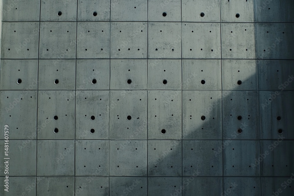Modern concrete wall with patterned holes Modern concrete wall with patterned holes