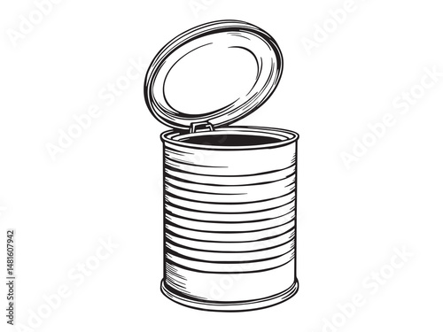 Open Tin Can Outline Illustration