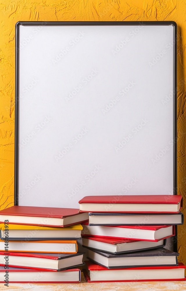 stack of books on a blackboard stack of books on a blackboard