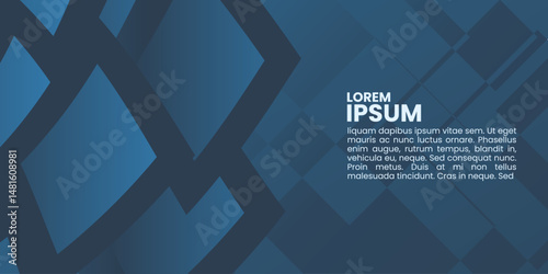 Geometric shapes in dark and light blue create a modern background. Abstract blue background with square shapes and modern design elements