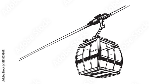 Cable Car line art illustration 